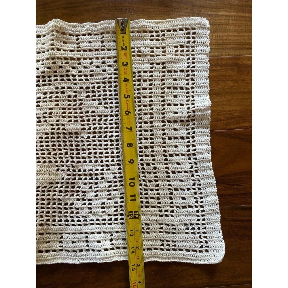 Large Vintage Handmade Crochet Swan Filet Doily Wall Decor White